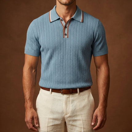 Men’s Knit Polo Shirt – Short Sleeve Button Polo