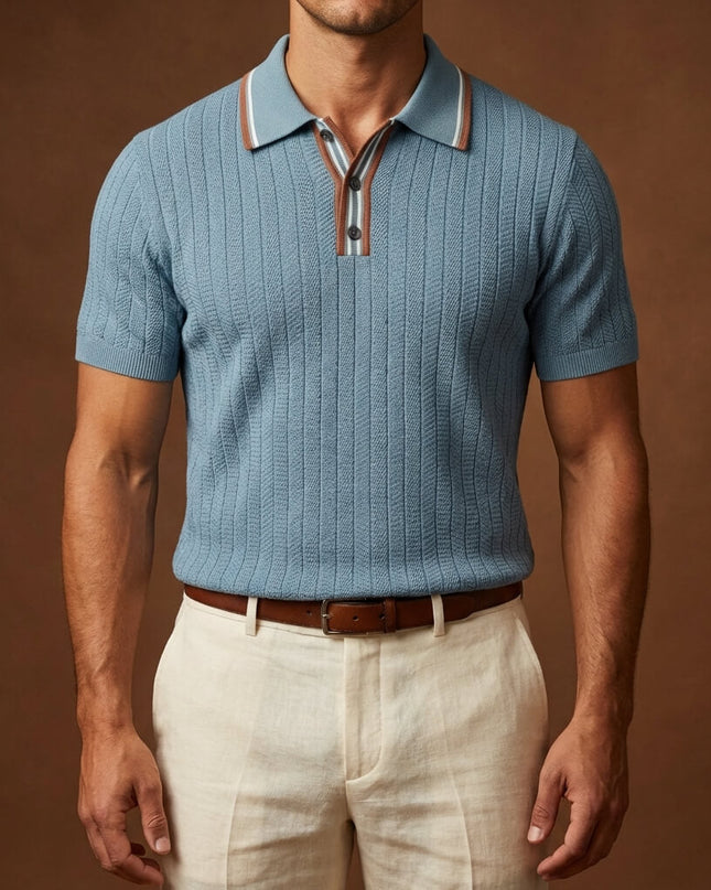 Men’s Knit Polo Shirt – Short Sleeve Button Polo