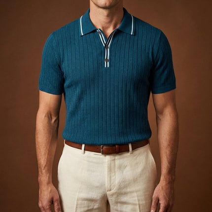 Men’s Knit Polo Shirt – Short Sleeve Button Polo