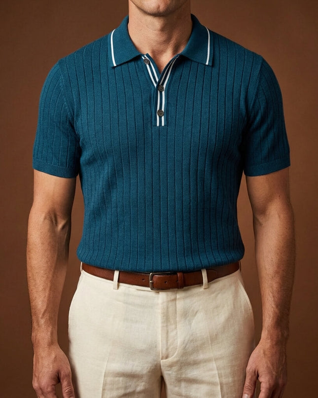Men’s Knit Polo Shirt – Short Sleeve Button Polo