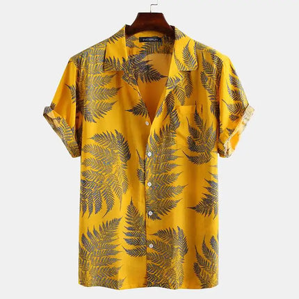 Men’s Leaf Print Short Sleeve Shirt