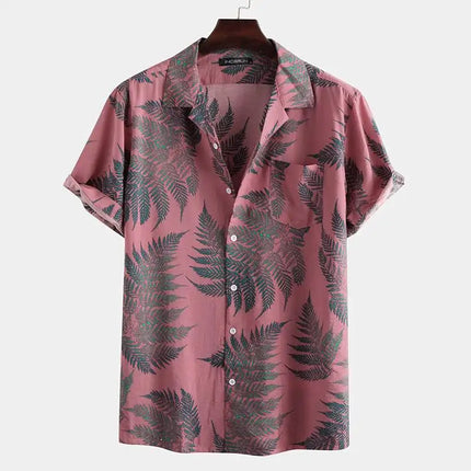 Men’s Leaf Print Short Sleeve Shirt