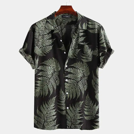 Men’s Leaf Print Short Sleeve Shirt