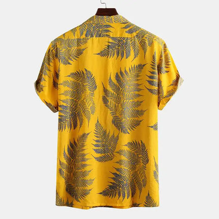 Men’s Leaf Print Short Sleeve Shirt