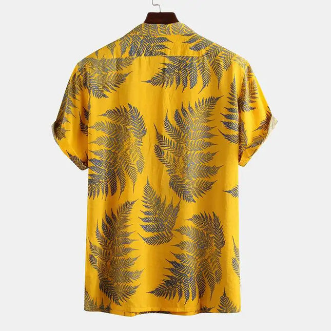 Men’s Leaf Print Short Sleeve Shirt