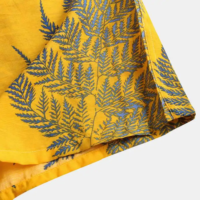 Men’s Leaf Print Short Sleeve Shirt