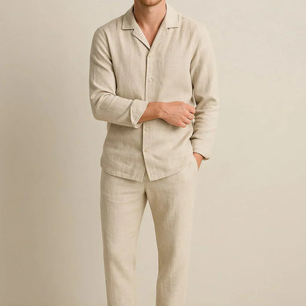 Men’s Long Sleeve Button Front Shirt and Trousers Set