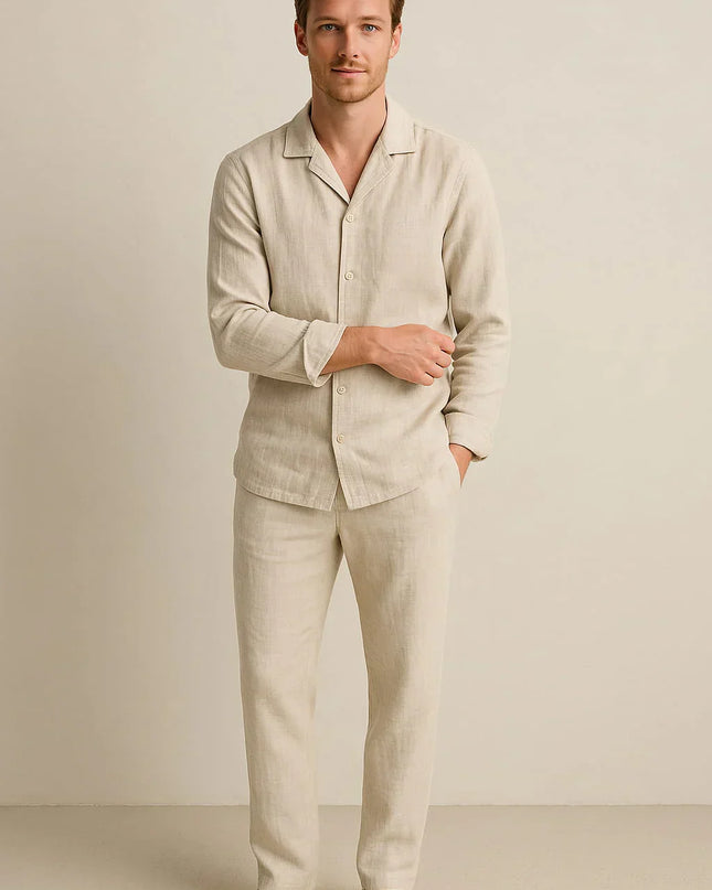 Men’s Long Sleeve Button Front Shirt and Trousers Set