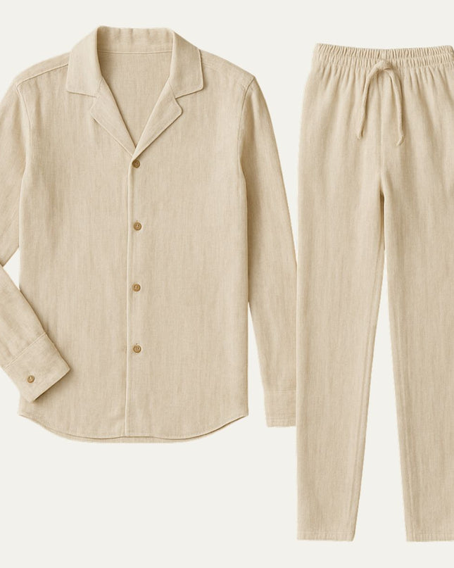 Men’s Long Sleeve Button Front Shirt and Trousers Set