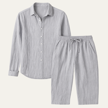 Men’s Long Sleeve Shirt and Drawstring Trousers Set