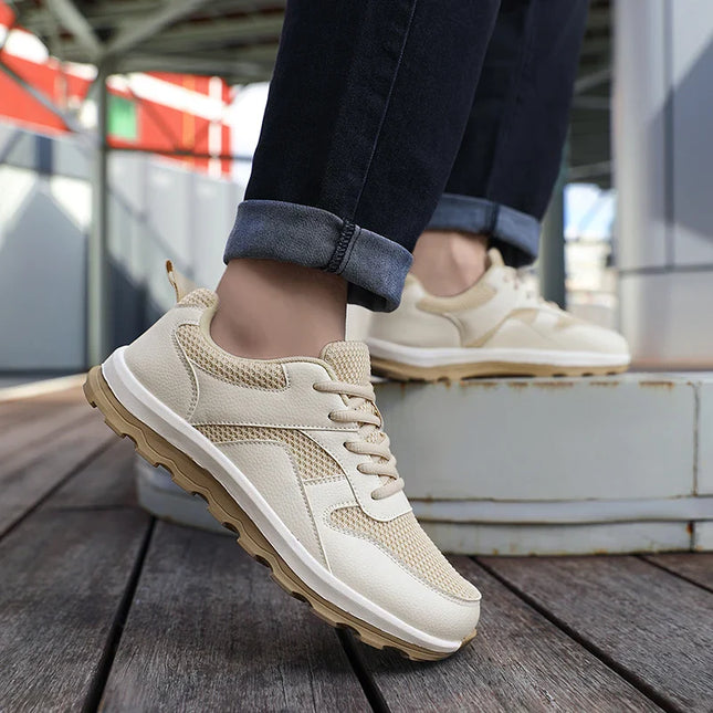 Men’s Mesh Panel Lace-Up Walking Sneakers