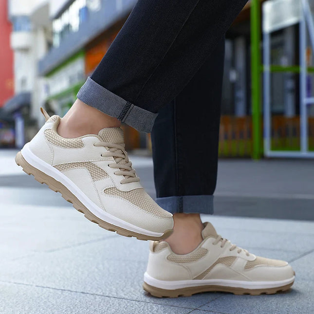 Men’s Mesh Panel Lace-Up Walking Sneakers
