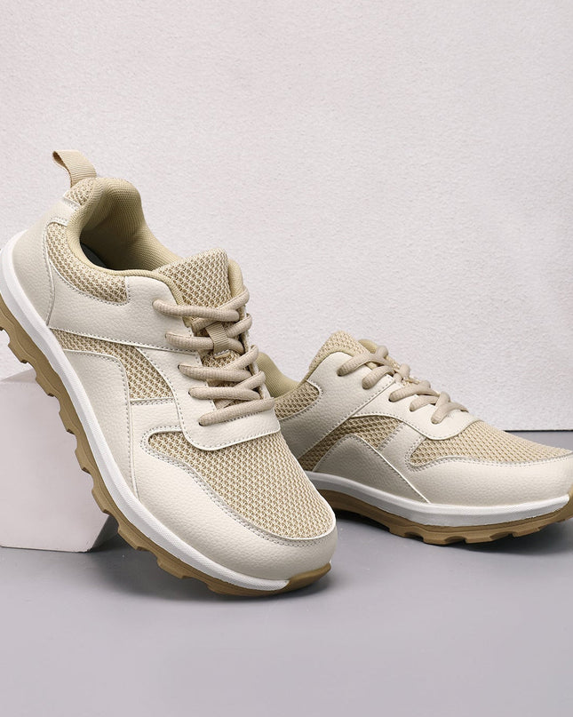 Men’s Mesh Panel Lace-Up Walking Sneakers