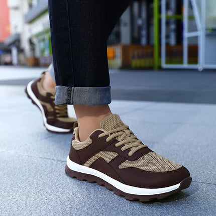 Men’s Mesh Panel Lace-Up Walking Sneakers