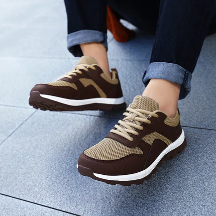 Men’s Mesh Panel Lace-Up Walking Sneakers