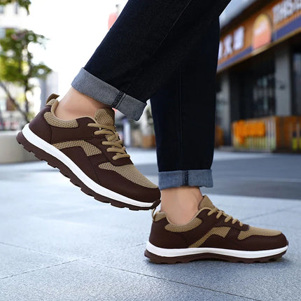 Men’s Mesh Panel Lace-Up Walking Sneakers