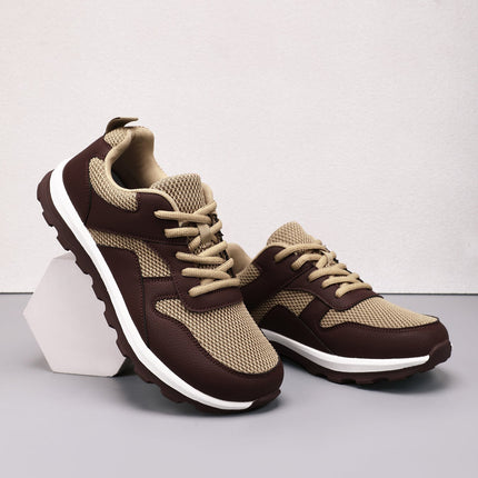 Men’s Mesh Panel Lace-Up Walking Sneakers