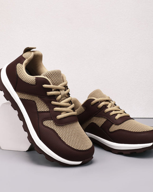 Men’s Mesh Panel Lace-Up Walking Sneakers