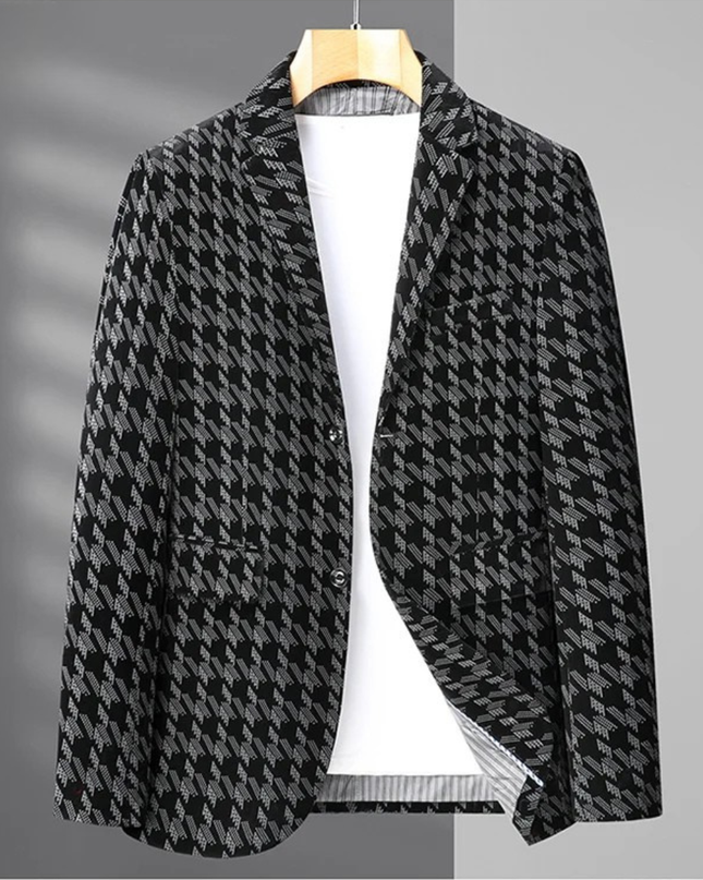 Men’s Oversized Houndstooth Business Casual Work Blazer