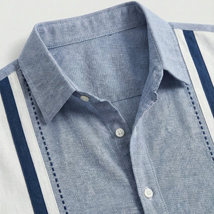 Men’s Panel Stripe Short Sleeve Shirt