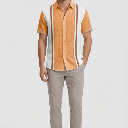 Men’s Panel Stripe Short Sleeve Shirt