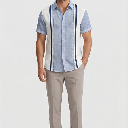 Men’s Panel Stripe Short Sleeve Shirt