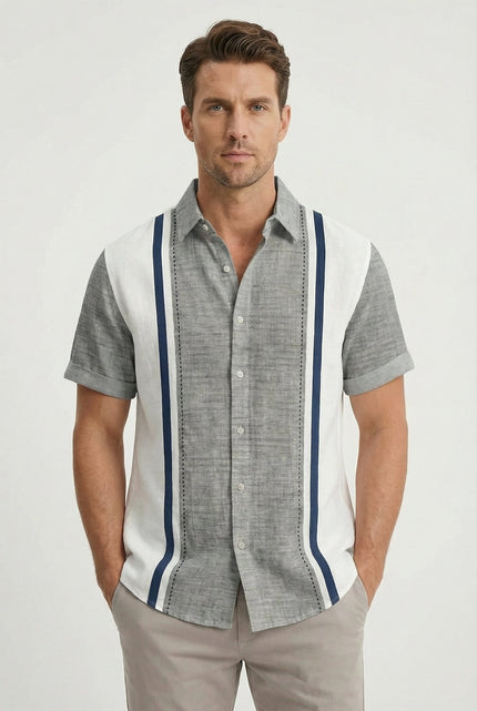 Men’s Panel Stripe Short Sleeve Shirt