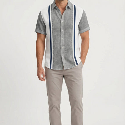Men’s Panel Stripe Short Sleeve Shirt
