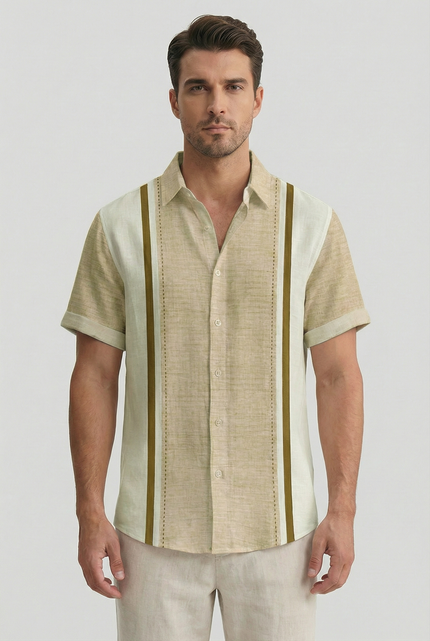 Men’s Panel Stripe Short Sleeve Shirt