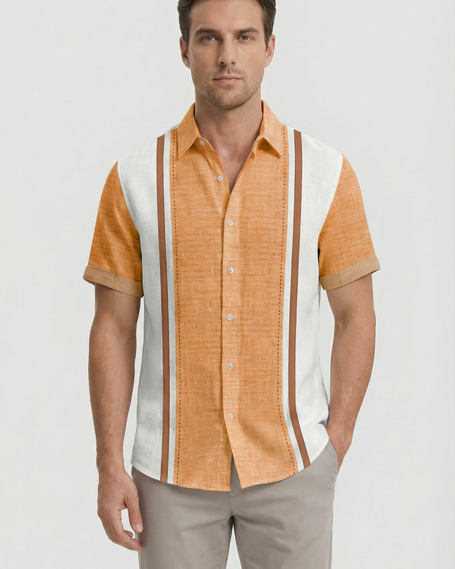 Men’s Panel Stripe Short Sleeve Shirt