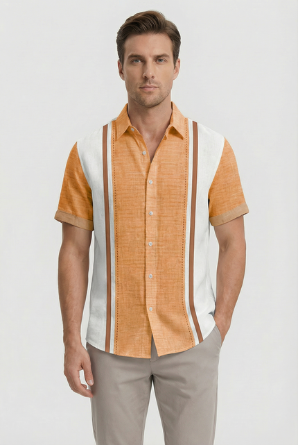 Men’s Panel Stripe Short Sleeve Shirt