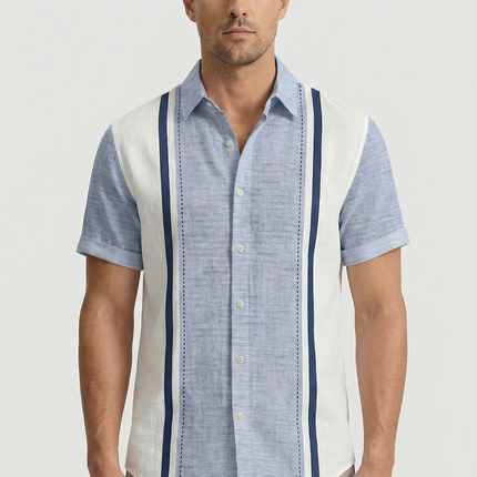 Men’s Panel Stripe Short Sleeve Shirt