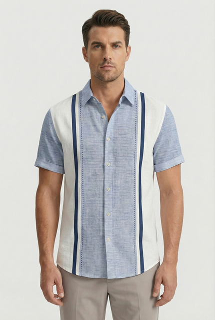 Men’s Panel Stripe Short Sleeve Shirt