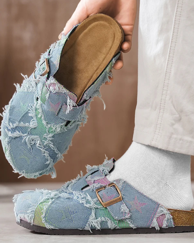 Men’s Patchwork Buckle Strap Slide Sandals