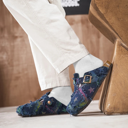 Men’s Patchwork Buckle Strap Slide Sandals