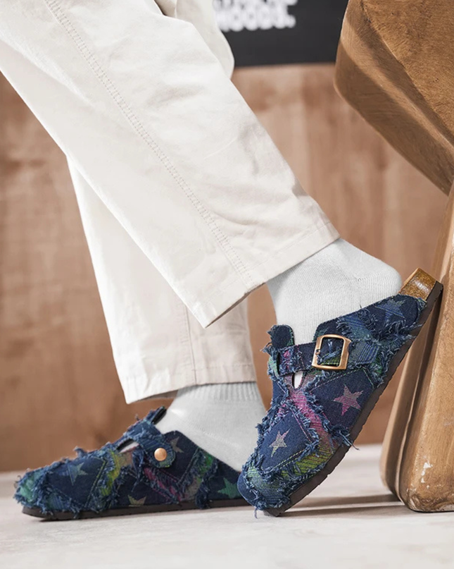 Men’s Patchwork Buckle Strap Slide Sandals