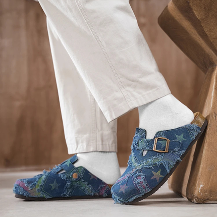 Men’s Patchwork Buckle Strap Slide Sandals
