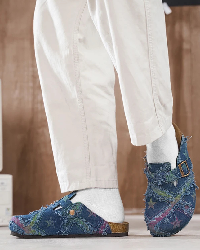 Men’s Patchwork Buckle Strap Slide Sandals