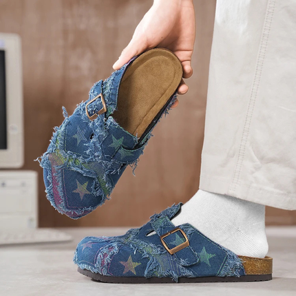 Men’s Patchwork Buckle Strap Slide Sandals