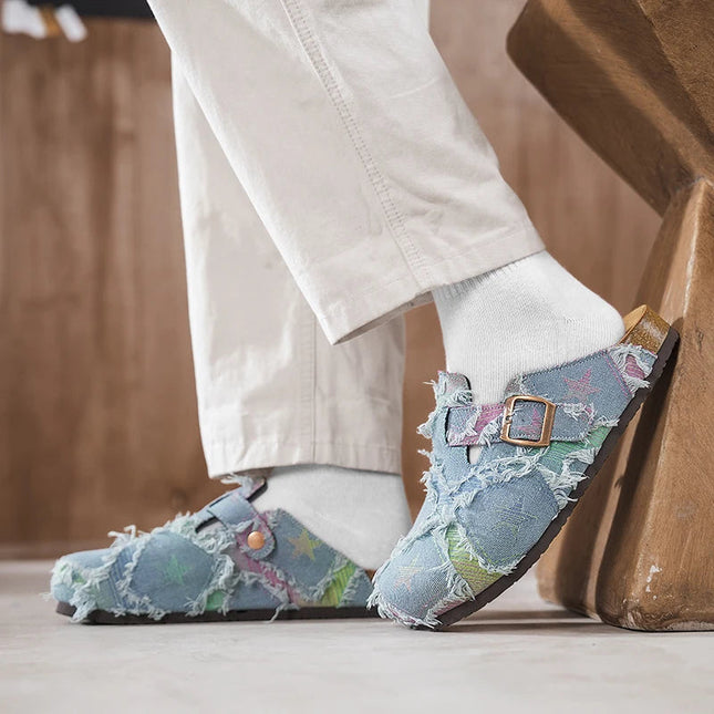 Men’s Patchwork Buckle Strap Slide Sandals