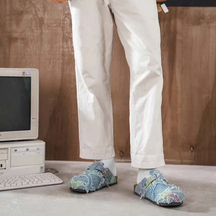 Men’s Patchwork Buckle Strap Slide Sandals