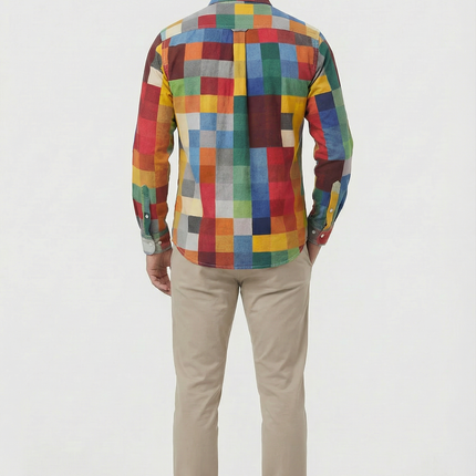 Men’s Patchwork Button Shirt