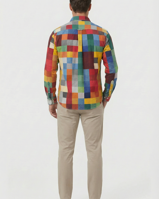 Men’s Patchwork Button Shirt