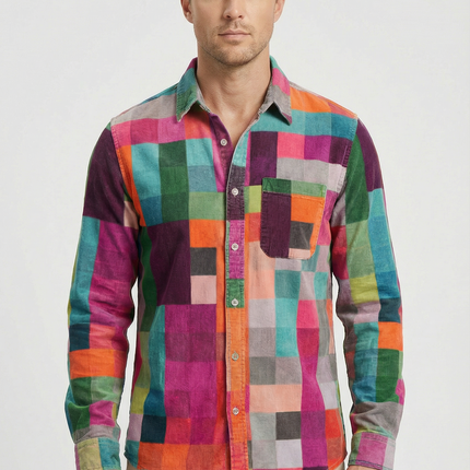 Men’s Patchwork Button Shirt