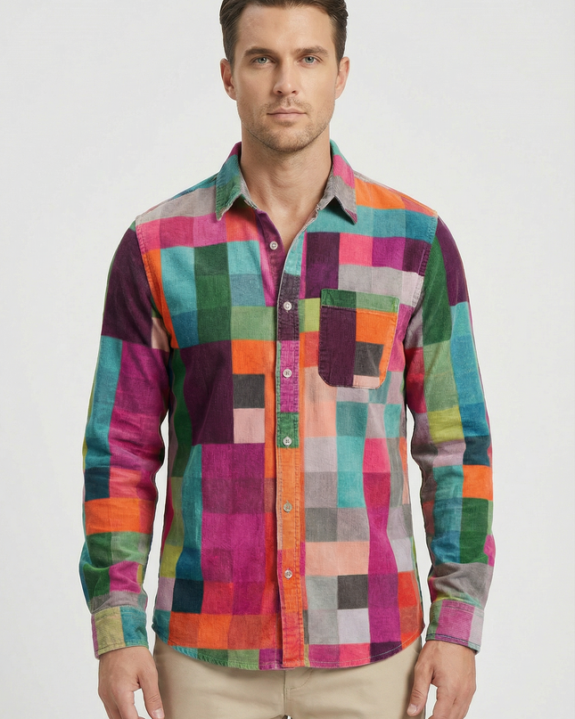Men’s Patchwork Button Shirt