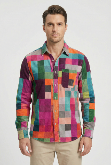 Men’s Patchwork Button Shirt