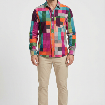 Men’s Patchwork Button Shirt