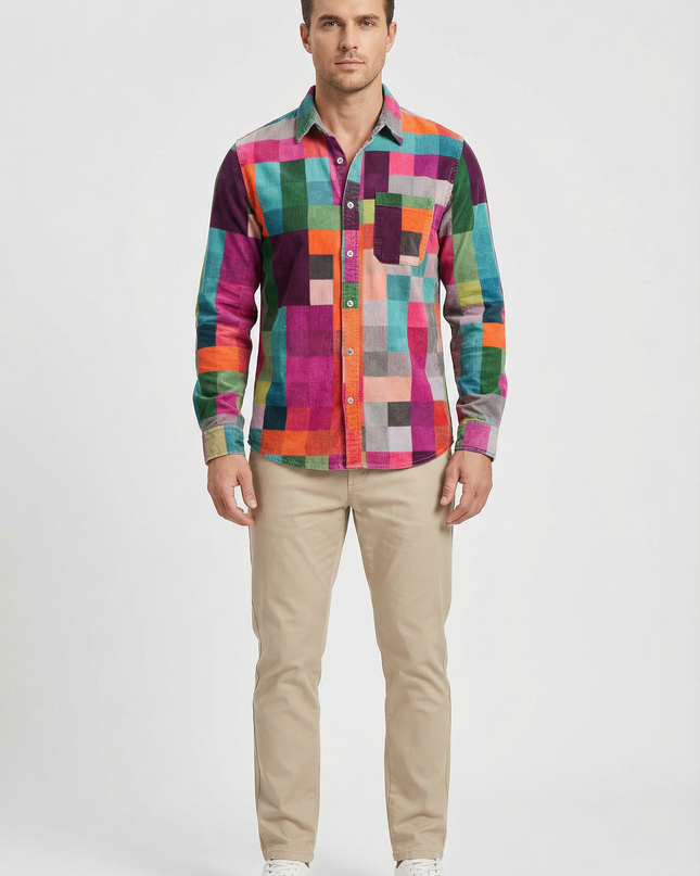 Men’s Patchwork Button Shirt