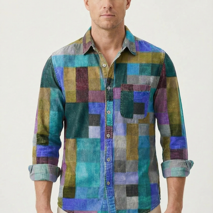 Men’s Patchwork Button Shirt