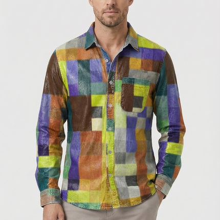 Men’s Patchwork Button Shirt